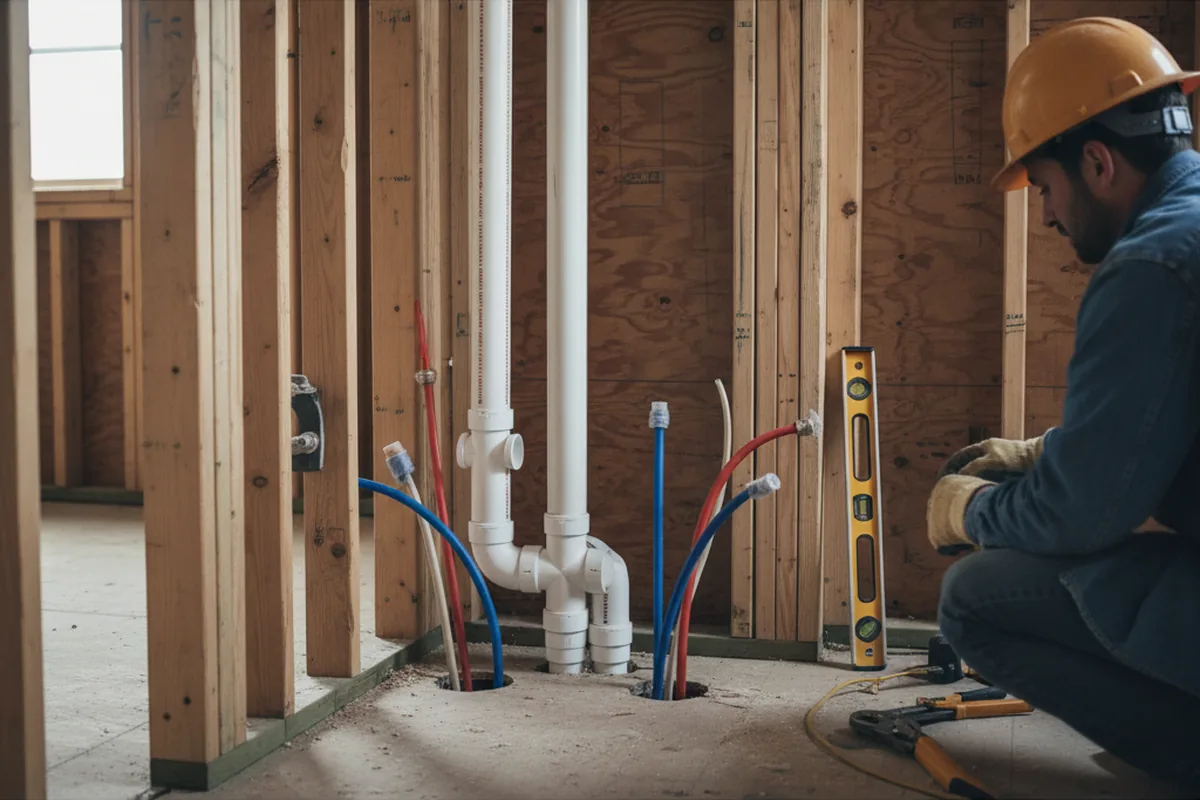 Drain and supply rough-in during Sump Pump Repair in Somers Point